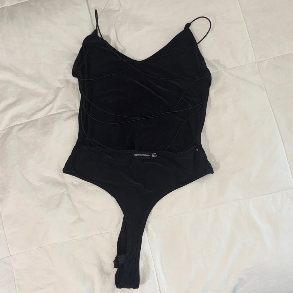 PrettyLittleThing Black Strappy Bodysuit